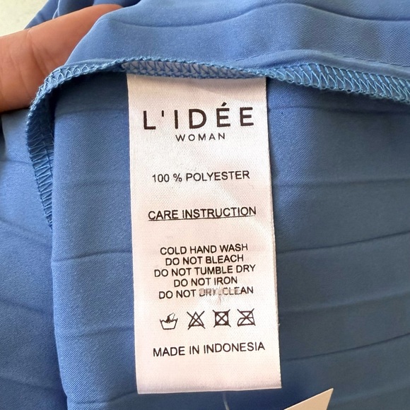 L’IDEE Chateau Pleated Halter Midi Dress Mediterranean Blue Sz 6 US - Picture 8 of 9